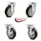 Service Caster 5 Inch Maroon Polyurethane Wheel Swivel Top Plate Caster Set with 2 Brakes SCC SCC-20S514-PPUB-MRN-2-TLB-2 - alternate 5